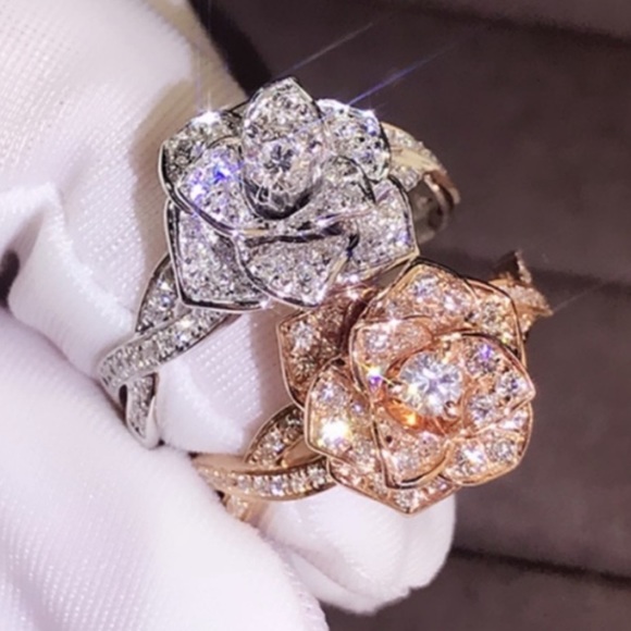 NEW💍925 STERLING SILVER DIAMOND HALO RING, CUTE RING, SHINY RING. - Picture 4 of 5